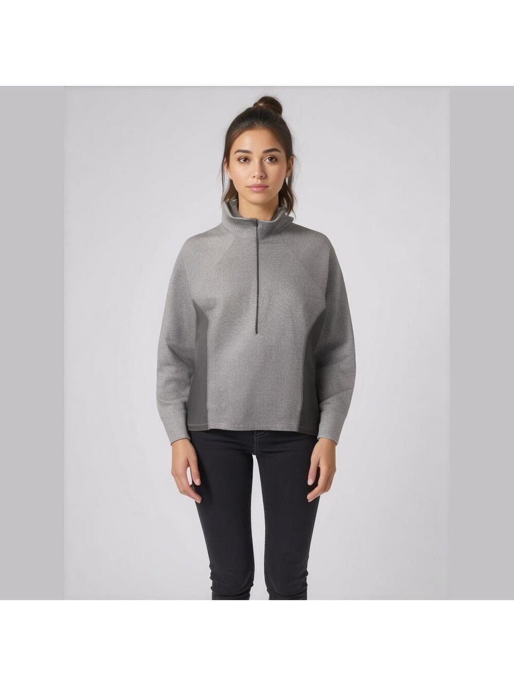 Columbia Half Zip Jacket Pullover Fleece' Gray Black Herringbone Women's Sz S